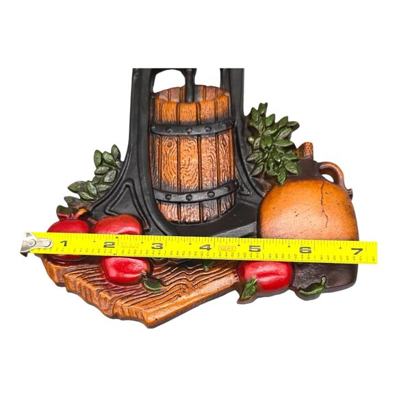 Set of 2 Homco Corn Hopper Apple Cider Press Metal Plaques Wall Sculptures Decor - Picture 6 of 12